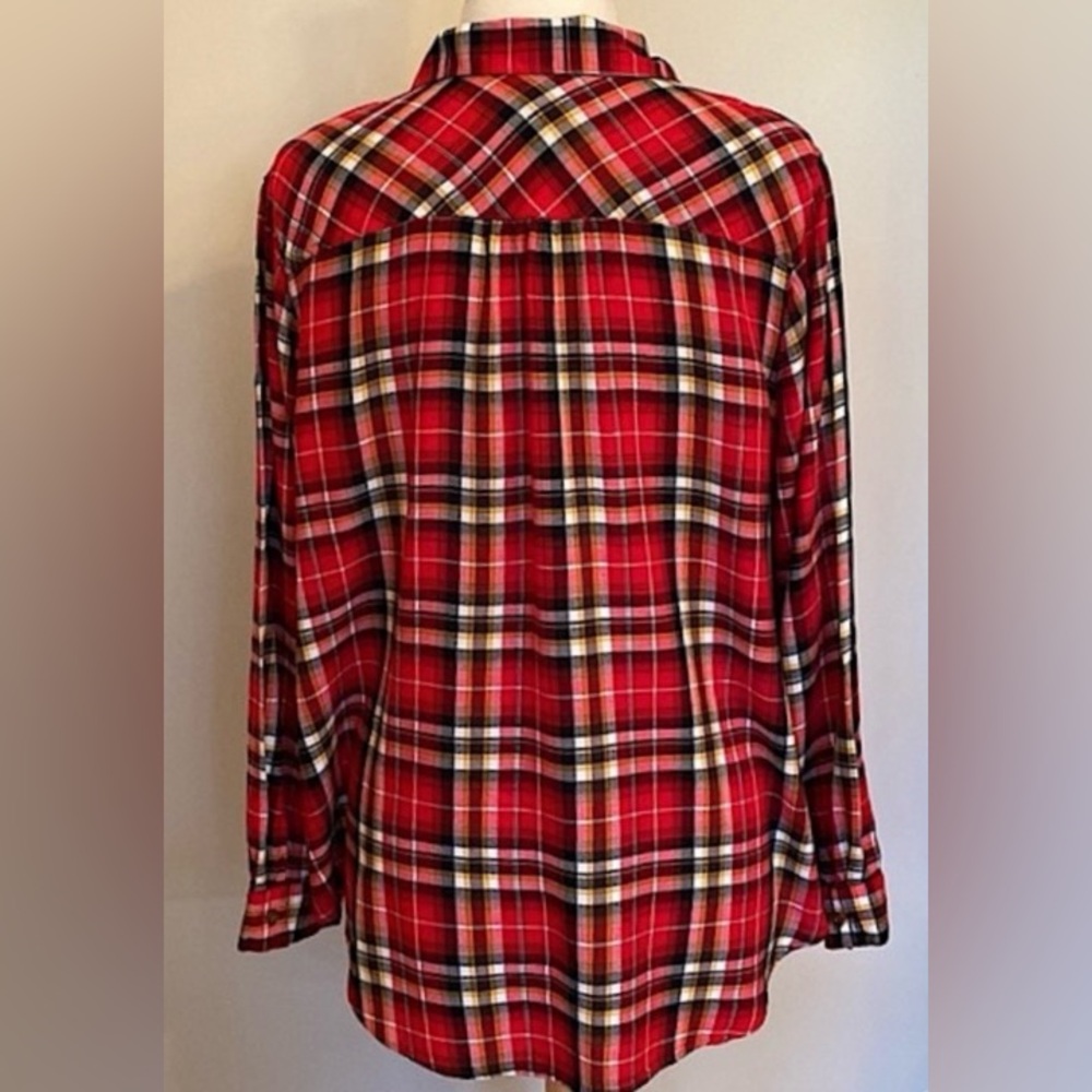 Relativity Red Plaid Button Down Collared Front P… - image 8